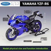 WELLY 1:12 Modèle de moto Yamaha en alliage métallique pour garçons, jouet moulé sous pression, moto de simulation articulée pour collectionneurs, cadeau, vente en gros