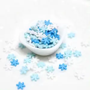 Small Snowflake Christmas Polymer Clay Sprinkles Decoration White Blue Mixture Woman Nail Art Resin Material Souvenir Artificial