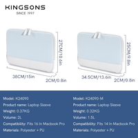 Housse pour ordinateur portable Kingsons 14 pouces, étui pour MacBook Pro, cuir PU durable, housse d'ordinateur imperméable, housse pour ordinateur portable pour les voyages d'affaires