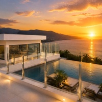 304/316 Edelstahl Rahmenloses Glasgeländer mit Modernem Design für Innen-/Außenbereich auf Balkon, Treppe, Terrasse & Pool