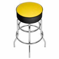 Tabouret de bar pivotant moderne avec siège rembourré en PU et structure en métal chromé, double repose-pieds pour usage domestique et commercial
