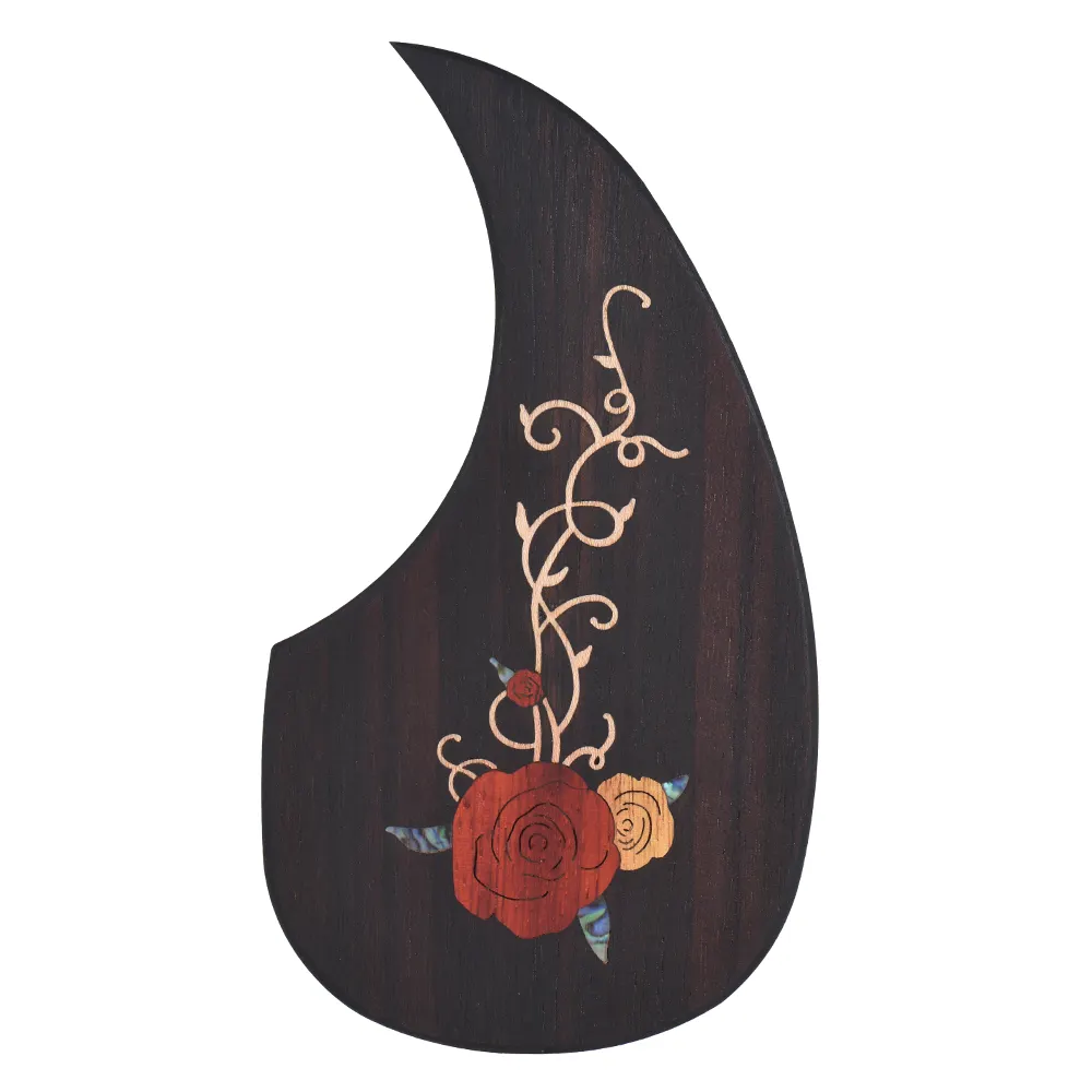 Houten Gitaar Slagplaat Pick Guard Voor 40 "41" Akoestische Gitaren Ebbenhout Met Decoratief Bloemenpatroon