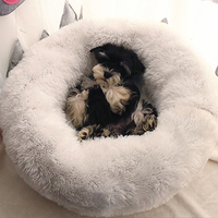 Nouveau style coussin pour chien super doux, rond, lavable, en peluche moelleuse, type donut, pour chien et chat, tapis en velours, canapé, lit portable pour animaux de compagnie