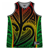 Débardeur de basketball personnalisé pour homme, motif drapeau national maori Rasta, imprimé tatouage Paua, pour l'entraînement