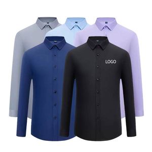 Chemises habillées OEM pour hommes à manches longues, unies, décontractées, pour affaires, personnalisables, vente en gros, différentes couleurs, en fibre de bambou - Product Image 1