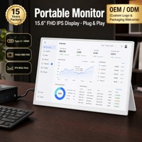 Écran portable pour ordinateur portable de 15,6 pouces, deuxième écran, 1920x1080 FHD, 72% SRGB IPS, 300 nits, USB-C, VESA, moniteur externe pour PC OEM