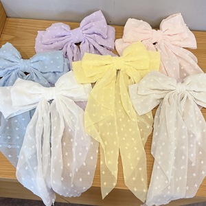 Nouvelles pinces à <span class=keywords><strong>cheveux</strong></span> <span class=keywords><strong>tendance</strong></span> printemps-été à pois, grandes barrettes en satin doux avec nœud coloré, accessoires pour <span class=keywords><strong>cheveux</strong></span> pour filles et femmes - Product Image 2