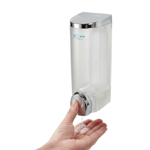 Distributeur d'articles <span class=keywords><strong>de</strong></span> toilette mural AOLQ en ABS finition chrome avec deux flacons rechargeables pour chambres d'hôtes, hôtels et hôpitaux - Product Image 1