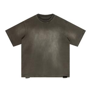T-shirt Homme Basique Col Rond Distressed Couleur Unie avec LOGO Personnalisé Hip Hop 100% Coton Manches Courtes Décontracté Respirant Coupe Classique - Product Image 1