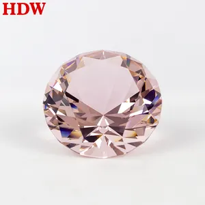HDW cheap wholesale pink k9 crystal glass diamond Custom Crystal Diamond For paperweight decorative Wedding Souvenirs