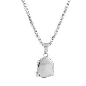 Buddha Face Pendant Stainless Steel Gold <b>Silver</b> Color <b>Necklace</b> <b>For</b> <b>Men</b> And Women 3.0x60cm Chain Geometric Design - Product Image 3