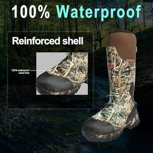 Bottes de chasse isolées et imperméables pour hommes, 1000G Thinsulate, <span class=keywords><strong>néoprène</strong></span> 5 mm, caoutchouc camouflage, tige de 17 pouces, antidérapantes - Product Image 4