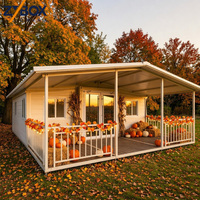 ZYBOX Maison conteneur modulaire préfabriquée extensible en bois, type chalet saisonnier avec véranda, pour unité de retraite vacances en Europe et en Amérique du Nord