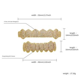 ファッションヒップホップアイスアウト歯フルダイヤモンド14K象眼細工8犬歯シャープクールブレースアイスアウト歯Grillz - Product Image 4