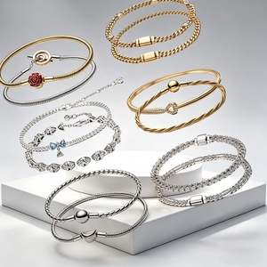 Nouveauté 2026 <span class=keywords><strong>Bracelet</strong></span> réglable en argent 925 avec breloque cœur, rose éternelle, spécimen végétal ME, style tennis, nœud bleu, DIY, bijou exquis, cadeau - Product Image 1