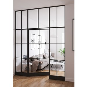 Porte en verre à double battant en métal noir moderne, sur mesure, vente en gros, directement de l'usine - Product Image 1