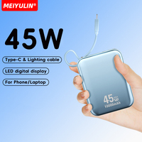 6 1 Pd45w Charge Rapide Ordinateur Portable Powerbank Ac Plug Construit Deux Câbles 10000mah Chargeur Portable 9V3A Power Banks Iphone16