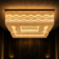 Lustre moderne à plusieurs niveaux en cristal Senfey, luminaire de plafond de luxe pour projets commerciaux, salle de bal d'hôtel, hauteur réglable