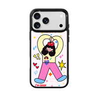 Coque de téléphone AG Feeling Black Edge avec motif Gilding Lover Girl pour iPhone 17, 17 Pro Max, 16 Pro, 15, 15 Pro Max – Coque magnétique