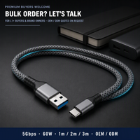 Câble USB 3.0 Type A vers USB C LUNG KAY, transfert de données 5 Gbps, charge rapide 60 W, câbles USB A vers Type C tressés en nylon, 1 m, 2 m, 3 m