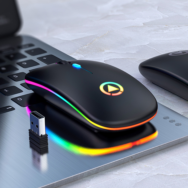 Hot Selling RGB Wireless Gaming Mouse Office Mouse Laptop Accessories Mute Rechargeable LED Light Glowing Gaming Smart Mouse A2
