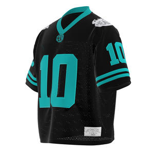 Camiseta Deportiva Vintage Estilo Americano HEALY, Transpirable, Color Negro y Verde Azulado, con Bloques de Color, Número 10 Estampado, Cuello en V, Manga Corta - Product Image 2