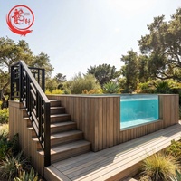 Grande piscine familiale rectangulaire en bois bleue sur mesure de 20 pieds, piscine hors sol en fibre de verre FRP à vendre