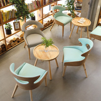 Ensemble de salle à manger moderne 5 pièces - Chaises à cadre en bois avec coussin turquoise + Table carrée pour café/restaurant