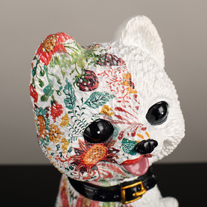 Creative Printed Poodle And Shiba Inu Figurine Resin Decor For Living Room Entryway Wine <b>Cabinet</b> Decoration - Product Image 4