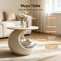 Table d'appoint en forme de lune, lit pour chat, couleur personnalisable, en fibre de verre, table basse, grotte intérieure pour animaux, nid luxueux pour chaton