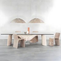 Table à manger moderne italienne en bois massif avec plateau en verre trempé, ensemble de chaises de conférence de luxe pour 10 personnes, pour usage hôtelier, design stable