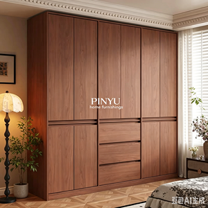 Armoire en bois de chêne et rotin, organisateur de tiroirs pour chambre à coucher, armoire haute, grande capacité - Product Image 3