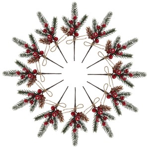 Christmas Branch <strong>Decorations</strong> Including <strong>Snowflakes</strong> Pine Needles Flower Branches and Artificial Plants with Red Berries, - Product Image 3