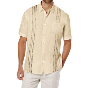 Camisas Guayaberas Cubanas de Alta Calidad para <span class=keywords><strong>Hombre</strong></span>, Manga Corta, Tallas Grandes, Casuales, con Botones, de Algodón, para Playa o Boda - Product Image 6