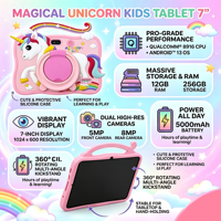 Tablette pour enfants Android 13 de 7 pouces, MSM8916, 5G WIFI, 12 Go, 256 Go, appareil photo 5+8MP, batterie 5000 mAh, tablette éducative pour enfants, vente en gros