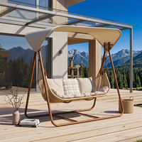 Ensemble de tables d'appoint rondes modernes et durables pour l'extérieur, salle à manger et salon, cadre en alliage d'aluminium résistant aux intempéries, balançoire pour patio et balcon