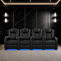 Fauteuils de cinéma maison modernes avec appuie-tête électrique double, sièges de jeu inclinables, chargeur USB Type-C, 4 fauteuils en cuir véritable