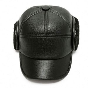 Gorras de béisbol de lona para otoño e invierno, cálidas y gruesas, para deportes al aire libre, para hombres de mediana edad y mayores, con gran protección y visera tipo pico de pato. - Product Image 2