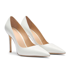 Zapatos de Tacón Alto (5cm-8cm) con Punta en Pico y Parte Superior de Cuero Genuino de Alta Calidad para Mujer, Diseño Sólido, Estilo Slip-On, para Verano y Bodas - Product Image 1