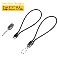 Câble USB-C court portable ASPOR 20 cm, câble de données Type-C vers Type-C à charge rapide PD 60W, cordon de téléphone portable 2-en-1