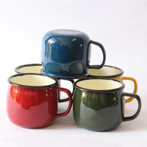 Taza de Metal Esmaltado de Buena Calidad, Linda, Clásica, de Color Sólido, para Leche, Desayuno, Café, Reutilizable, Creativa, con Forma de Barriga - Product Image 1