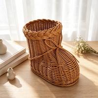 Panier cadeau en rotin tressé imitation fait main pour bottes de neige, vase en rotin, vase à fleurs en osier, pot à fleurs tressé, vase pour fleurs séchées