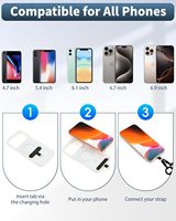 Cordon de téléphone universel coloré réglable en polyester avec crochet métallique durable et languette de fixation pour la plupart des smartphones - Accessoire de voyage