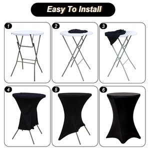 Fundas de Licra Negras Elásticas Personalizadas para Mesas de Cóctel Plegables para Bodas y Fiestas - Product Image 4