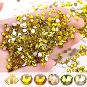 Cristales de Estrás Brillantes, Sin Fijación en Caliente, SS6-SS30, Amarillos, Parte Posterior Plana, para Coser, Decoración de Ropa, Arte de Uñas - Product Image 1