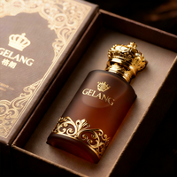 Bouteille de parfum bleue givrée de luxe personnalisée ronde 50ML bouteille de parfum vide 100ml bouteille de parfum en verre 30ML avec couvercle en or