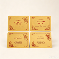 Jeu de cartes d'oracle de tarot d'affirmation personnalisé avec support en bois, boîte personnalisée et bordure colorée