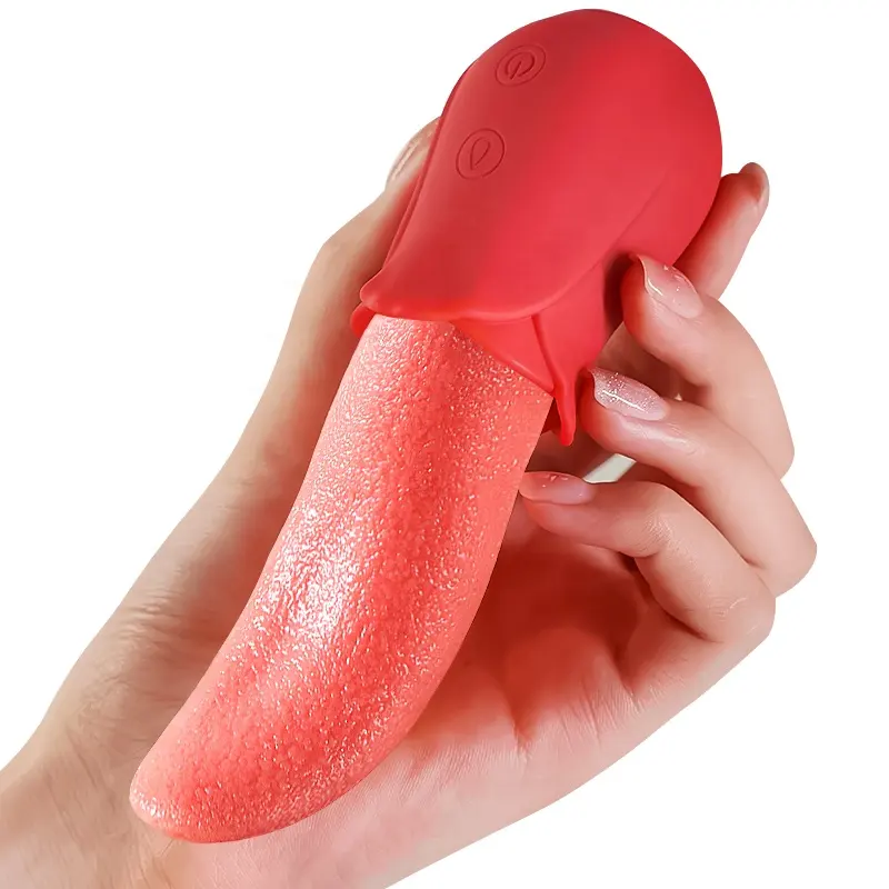 Potente leccare la lingua della rosa vibratore massaggio clitoride capezzolo lungo rosa vibratore lingua vibrante per donna