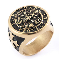 Bague Saint-Géorges en acier inoxydable pour homme, bague signet unique pour homme, bague antique Saint-Géorges et le dragon, bijoux cadeaux