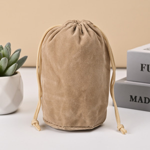 Custom Logo Round Bottom Drawstring Candle Bag for Gift Watch Gift Packaging Velvet <b>Pouch</b> - Product Image 4
